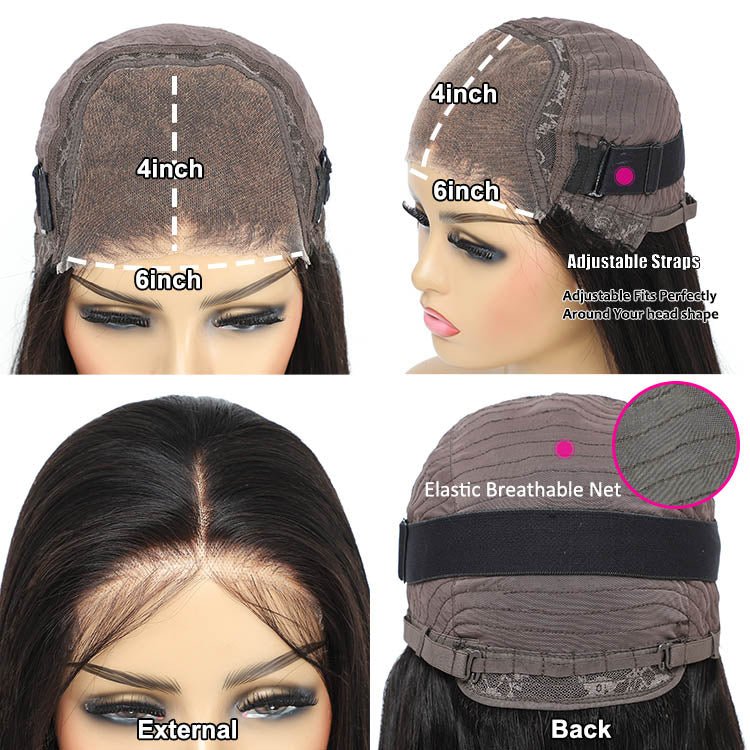 Glueless 6X4 HD Pre Plucked Lace Bleach Knots 20inch Straight Wig With Baby Hair - Superlovehair